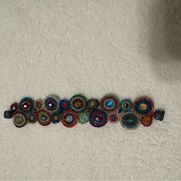Colorful Beaded Bracelet with Magnetic clasp.  Super easy to take on and off. - Picture 3 of 3